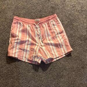 American Eagle Outfitters Pink and White Striped Swim Trunks